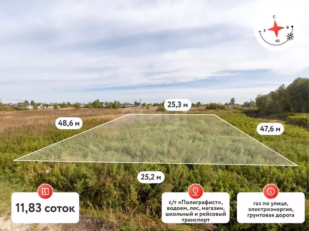 Участок в Тюменская область, Нижнетавдинский муниципальный округ, ... - Фото 1