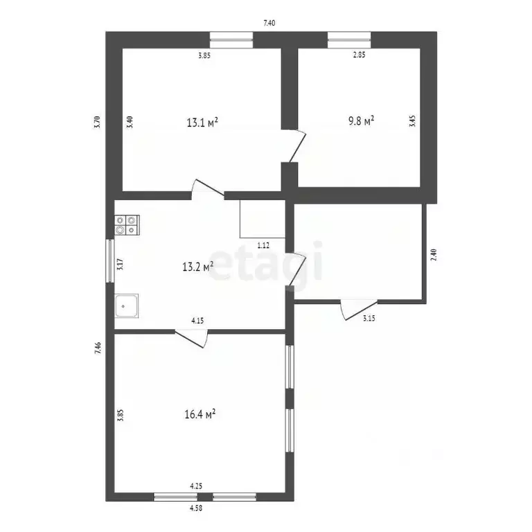 Дом в Кемеровская область, Юрга Транспортная ул., 21 (53 м) - Фото 2