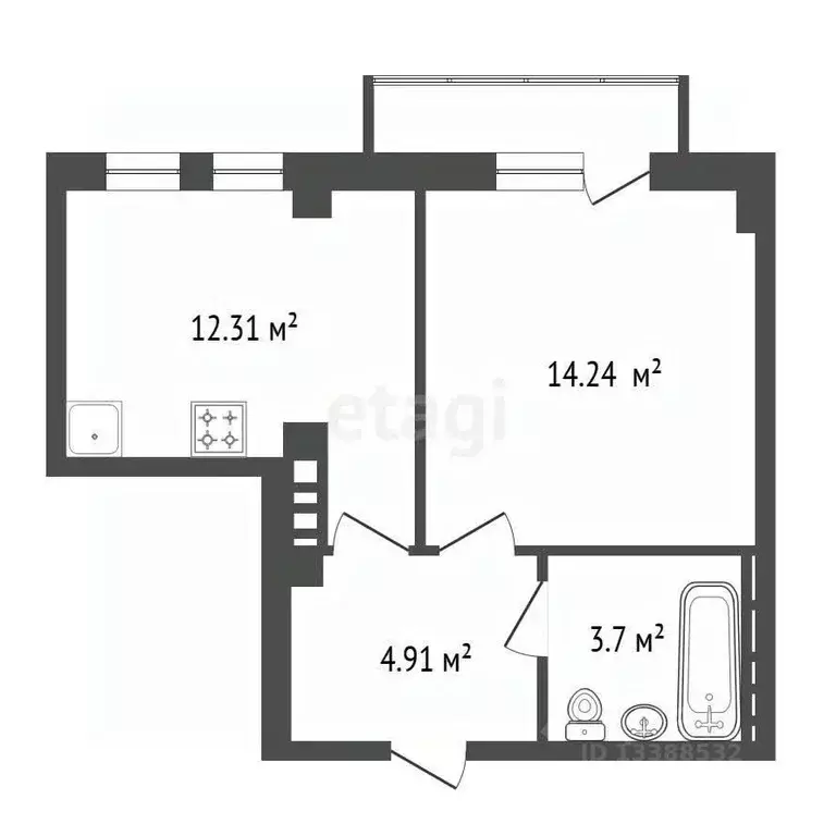 1-к кв. Красноярский край, Красноярск Норильская ул., 34 (36.1 м) - Фото 2