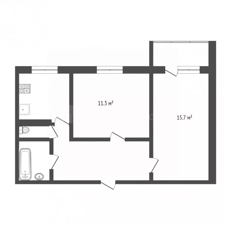 2-к кв. Тюменская область, Тюмень ул. Муравленко, 15 (44.0 м) - Фото 2