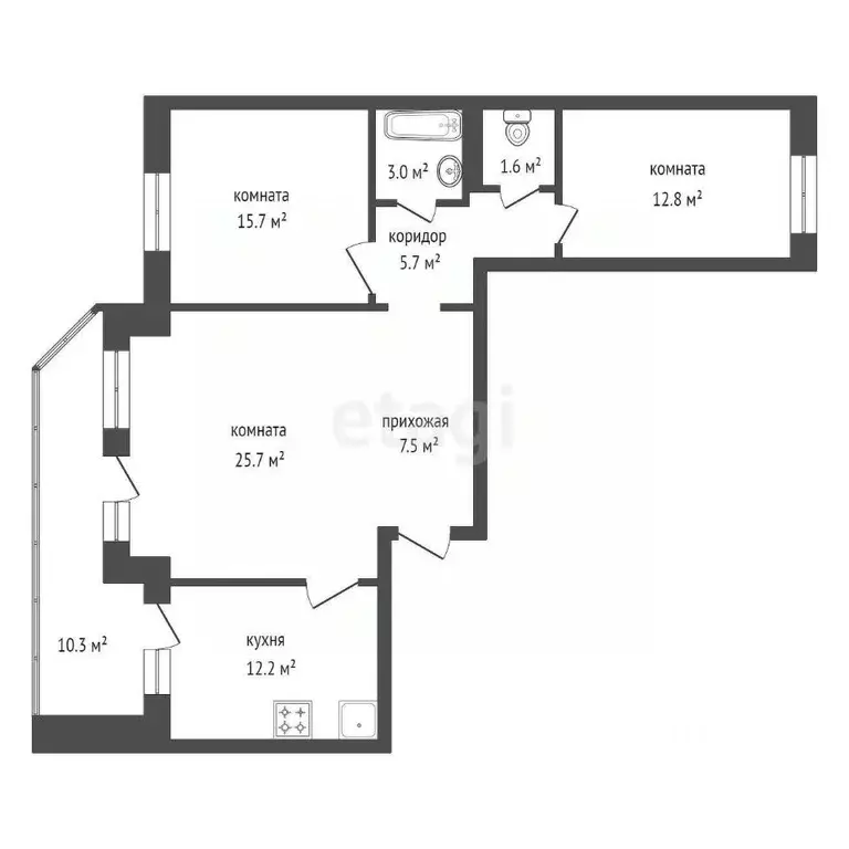 3-к кв. Красноярский край, Красноярск ул. Шахтеров, 8 (94.0 м) - Фото 2