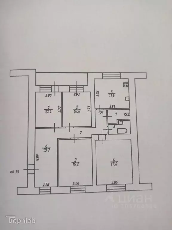 4-к кв. Владимирская область, Владимир ул. Мира, 4б (95.0 м) - Фото 2