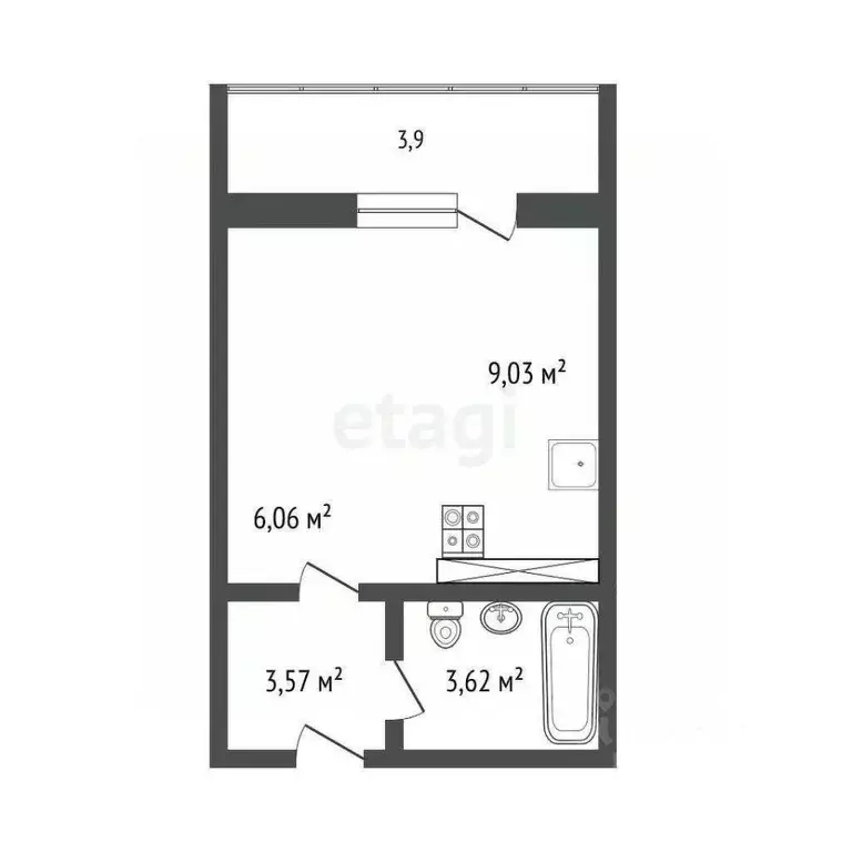 Студия Самарская область, Самара Южное ш., 7 (27.0 м) - Фото 1