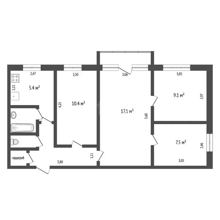4-комнатная квартира: Тюмень, улица Карла Маркса, 123 (60.9 м) - Фото 0