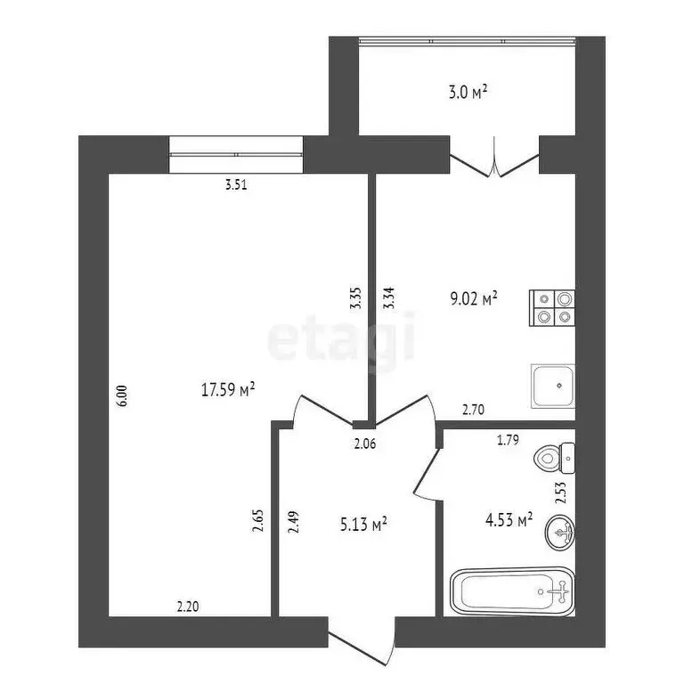 1-комнатная квартира: Сыктывкар, улица Куратова, 76 (36.3 м) - Фото 1