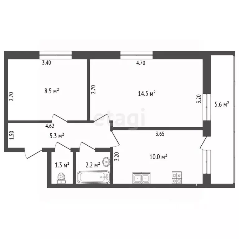 2-к кв. Ростовская область, Константиновск Промышленная ул., 13 (40.3 ... - Фото 2