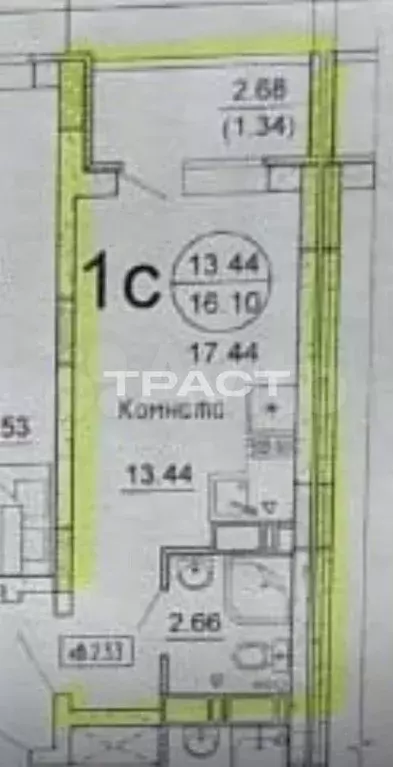 Квартира-студия, 17,4 м, 12/17 эт. - Фото 0