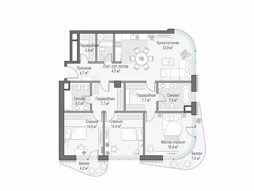 3-комнатная квартира: Москва, Большой Толмачёвский переулок, 5с1 ... - Фото 1