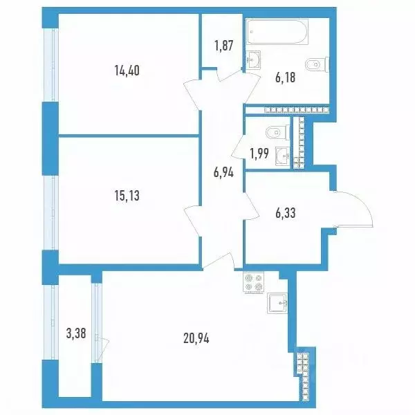 2-к кв. Санкт-Петербург ул. Типанова, 22 (75.47 м) - Фото 0