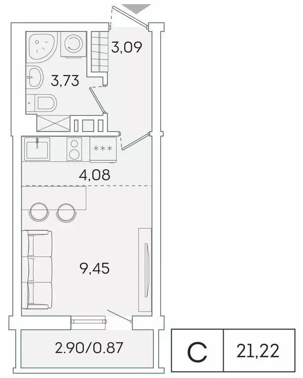 1-комнатная квартира: Мурино, Екатерининская улица, 11 (20.4 м) - Фото 0