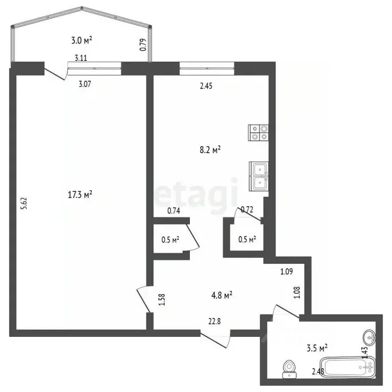 1-к кв. Саха (Якутия), Якутск ул. Лермонтова, 24 (34.8 м) - Фото 1