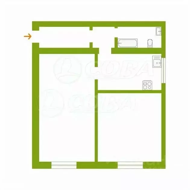 2-к кв. Тюменская область, Тюмень ул. Республики, 220 (45.0 м) - Фото 2