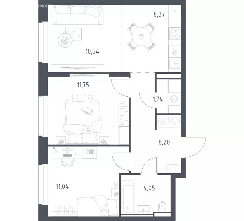 2-комнатная квартира: Красногорск, жилой комплекс Квартал Строгино, к2 ... - Фото 1