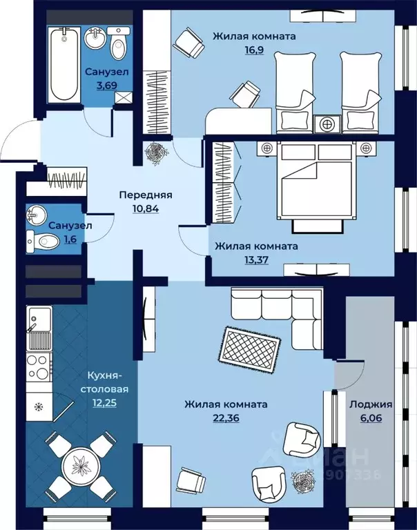 Свободной планировки кв. Камчатский край, Петропавловск-Камчатский ... - Фото 2
