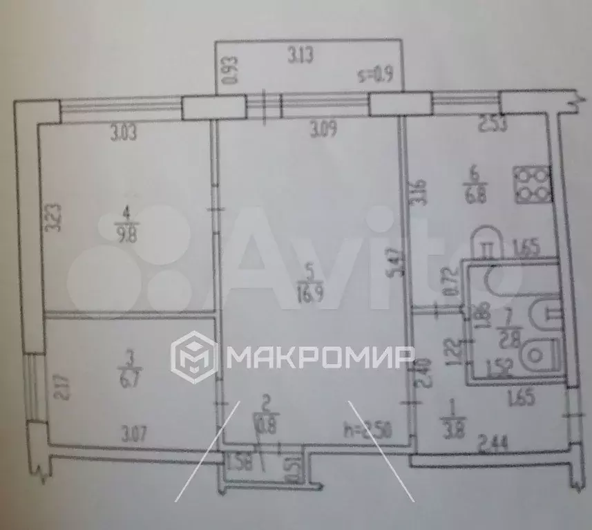 3-к. квартира, 47,6 м, 4/5 эт. - Фото 0