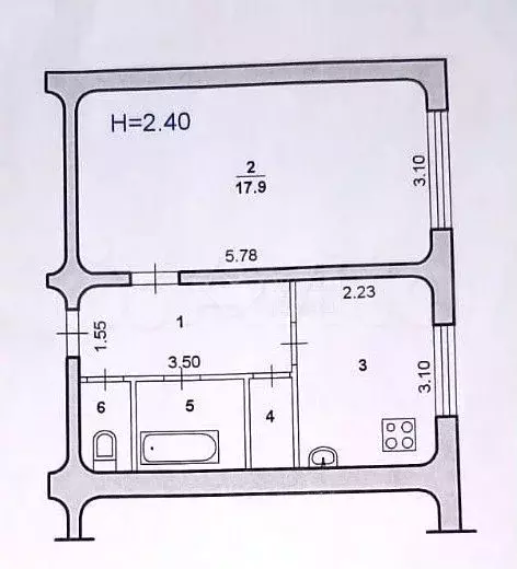 1-к. квартира, 35,4 м, 1/5 эт. - Фото 0