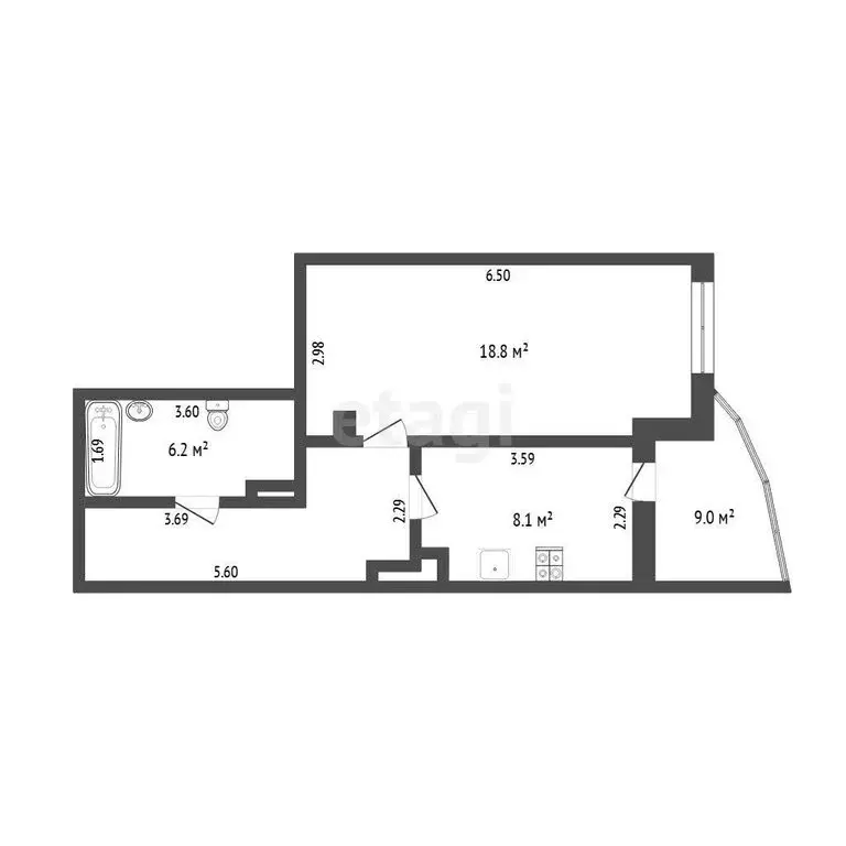 1-комнатная квартира: Тюмень, улица Василия Гольцова, 9 (41.8 м) - Фото 0