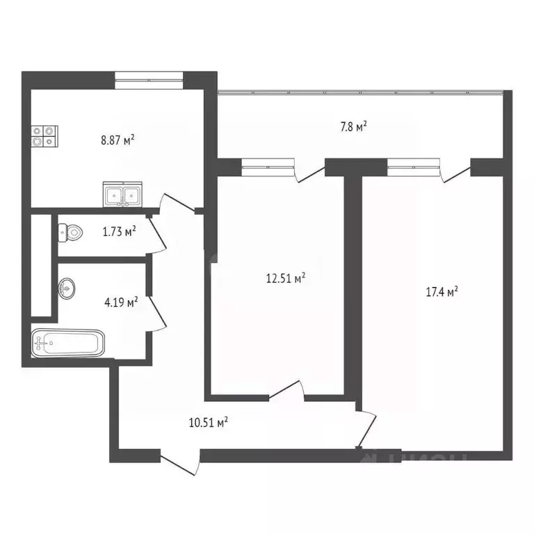 2-к кв. Севастополь ул. Парковая, 12 (65.5 м) - Фото 2