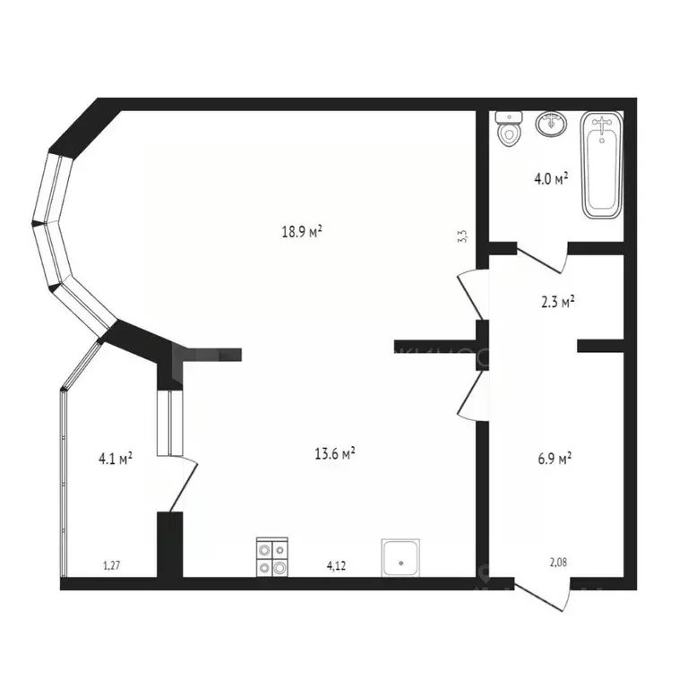 1-к кв. Тюменская область, Тюмень ул. Немцова, 4 (45.5 м) - Фото 1