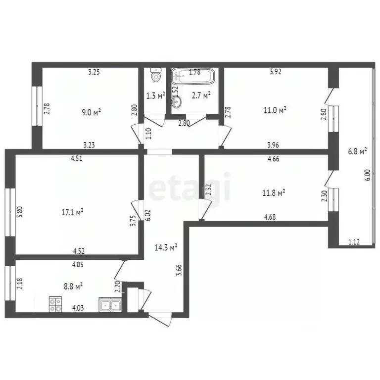 4-к кв. Башкортостан, Стерлитамак ул. Артема, 103 (75.7 м) - Фото 1