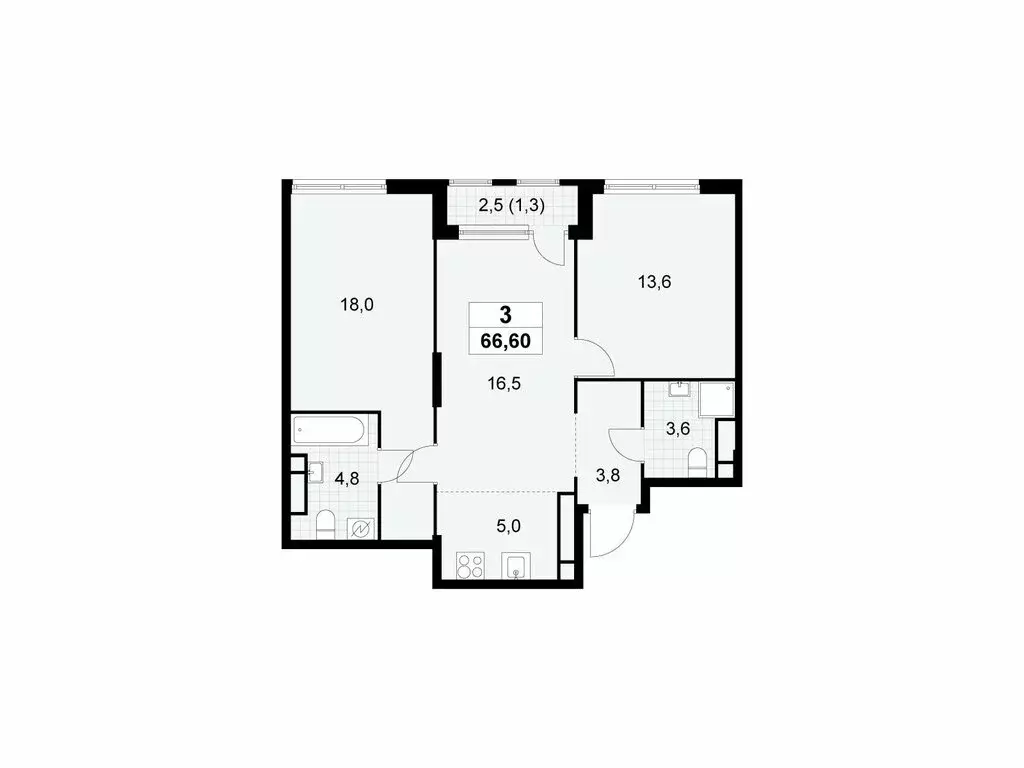 3-комнатная квартира: Москва, Бартеневская улица, 18к1 (66.6 м) - Фото 1