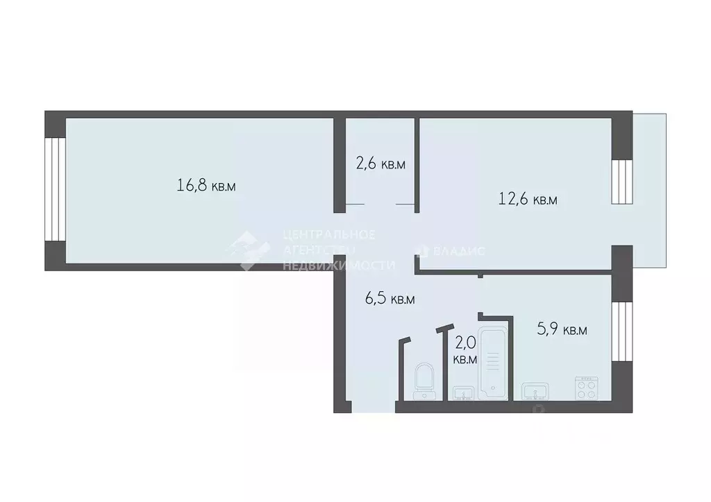 2-к кв. Рязанская область, Рязань Октябрьская ул., 58 (47.2 м) - Фото 1