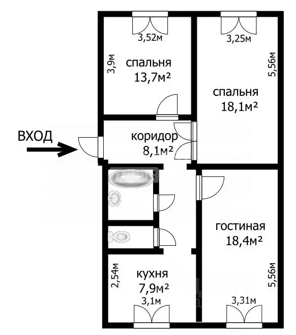 3-к кв. Томская область, Северск Коммунистический просп., 40 (72.3 м) - Фото 1