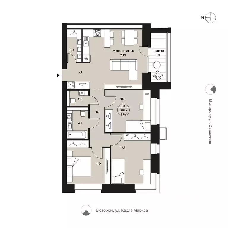 3-к кв. Коми, Сыктывкар ул. Карла Маркса, 165 (88.2 м) - Фото 0