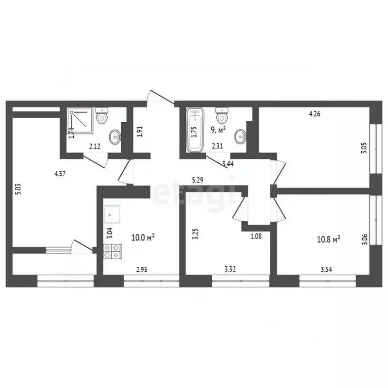4-к кв. Тюменская область, Тюмень ул. Анатолия Клиндюка, 6 (75.7 м) - Фото 2