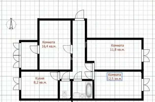 3-к кв. Пензенская область, Пенза просп. Строителей, 48 (65.0 м) - Фото 1