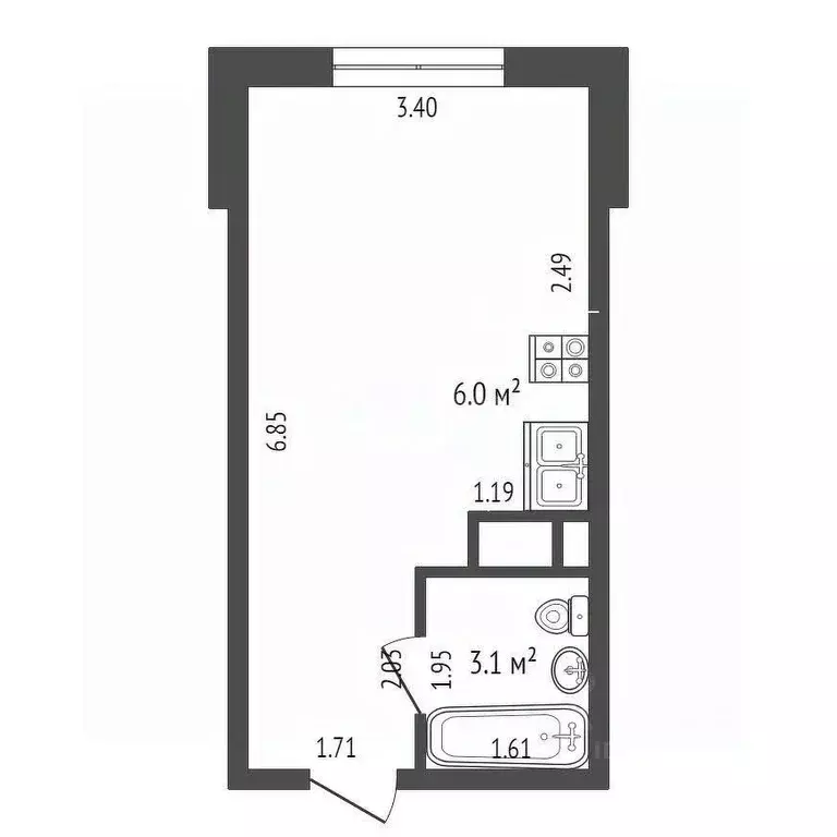 Студия Москва Дмитровское ш., 73Б (22.3 м) - Фото 1