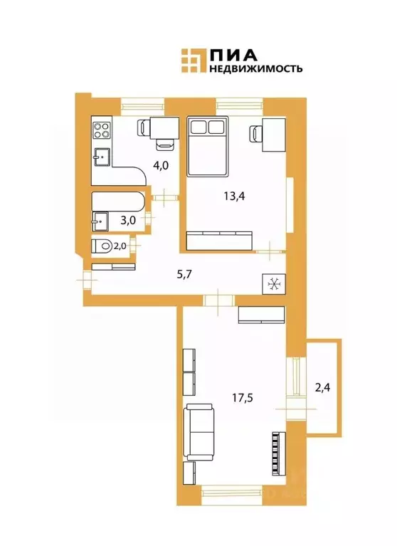 2-к кв. Санкт-Петербург просп. Большевиков, 17 (49.2 м) - Фото 2