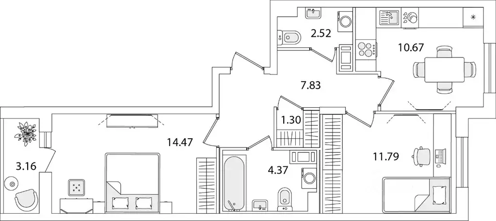 2-к кв. Санкт-Петербург ул. Тамбасова, 5Н (54.53 м) - Фото 0