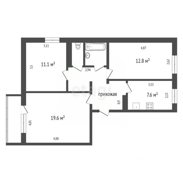 3-к кв. Красноярский край, Красноярск городской округ, Березовка ... - Фото 2