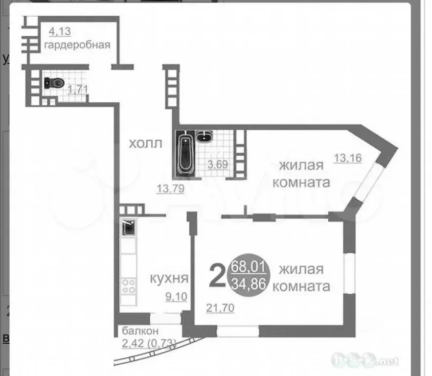 3-к. квартира, 60 м, 3/25 эт. - Фото 0