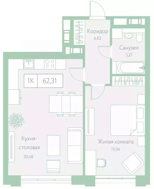 1-к кв. Хабаровский край, Хабаровск Доступный пер., 14 (62.31 м) - Фото 1