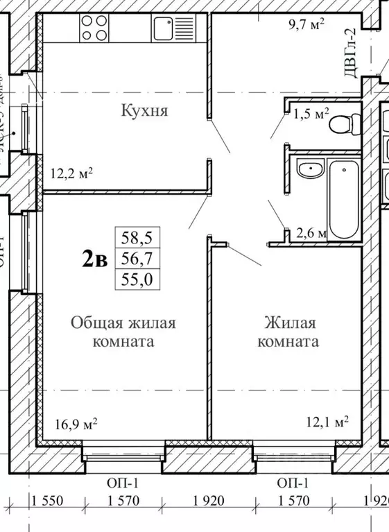 2-к кв. Тамбовская область, Тамбов городской округ, с. Бокино пер. ... - Фото 1
