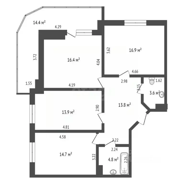 3-к кв. Ростовская область, Ростов-на-Дону ул. Подвойского, 39 (98.5 ... - Фото 0