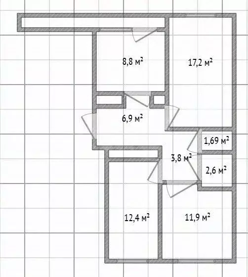 3-к кв. Псковская область, Псков ул. Новоселов, 19 (67.5 м) - Фото 2