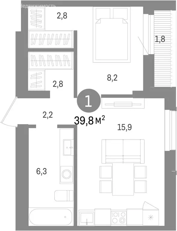 1-комнатная квартира: Новосибирск, улица Аэропорт, 88 (40 м) - Фото 0