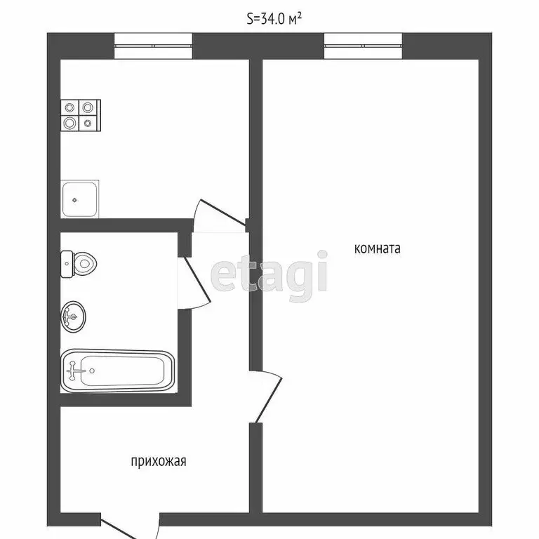 1-комнатная квартира: Альметьевск, улица Ленина, 27 (32.1 м) - Фото 1