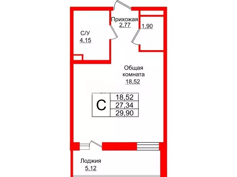 Квартира-студия: Бугры, Английская улица, 4к1 (29.9 м) - Фото 0