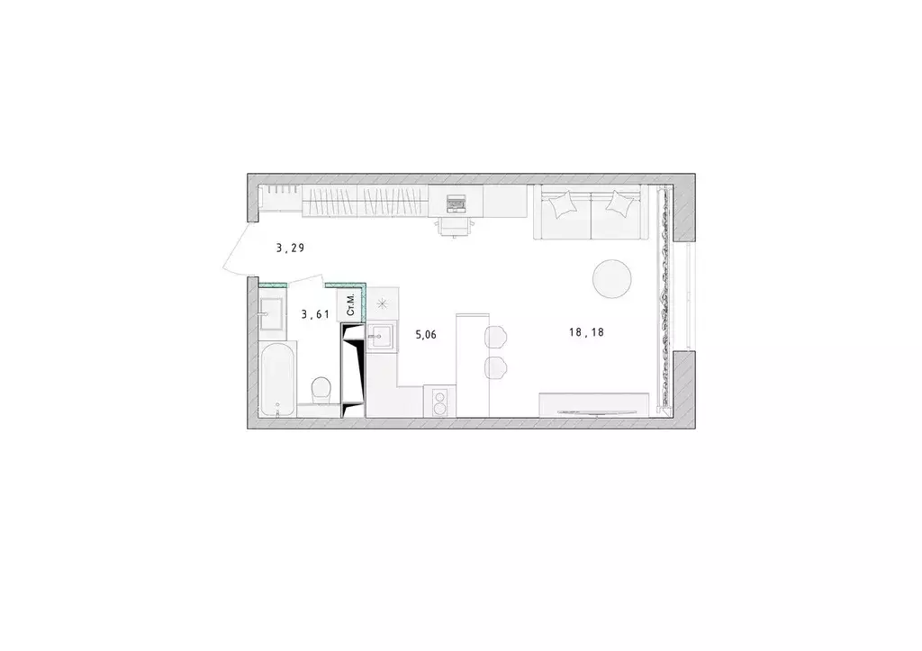 Студия Московская область, Пушкино Ярославское ш., 194 (30.3 м) - Фото 1
