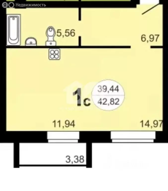 Квартира-студия: Новосибирск, Спортивная улица, 13 (40 м) - Фото 1