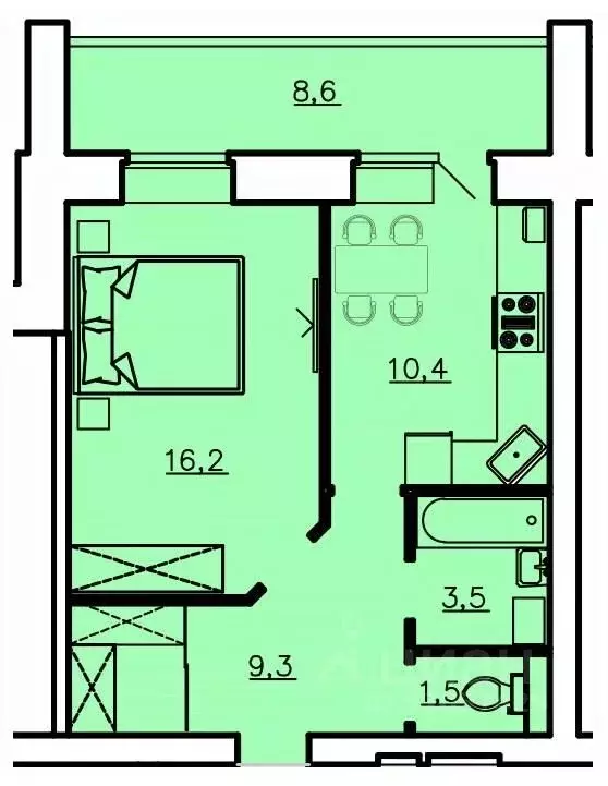 1-к кв. Владимирская область, Александров  (16.2 м) - Фото 0