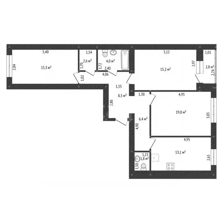 4-к кв. Башкортостан, Уфа ул. Гафури, 56 (85.9 м) - Фото 2