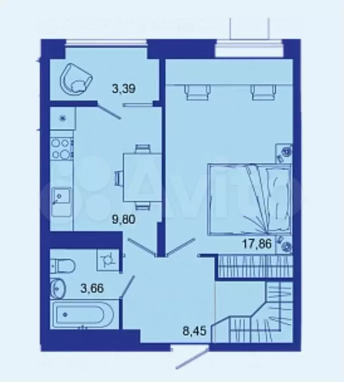 Квартира-студия, 43,4 м, 3/16 эт. - Фото 1