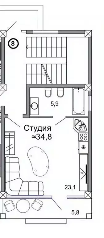 Студия Крым, Феодосия ш. Керченское, 27Р (28.8 м) - Фото 1