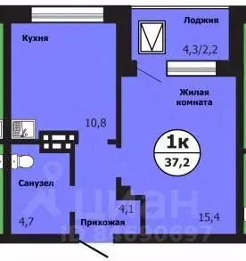 1-к кв. Красноярский край, Красноярск ул. Лесников, 51Б (37.2 м) - Фото 0