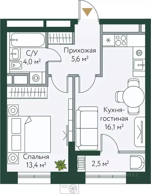 1-к кв. Волгоградская область, Волгоград Новосибирская ул., 74 (41.55 ... - Фото 0